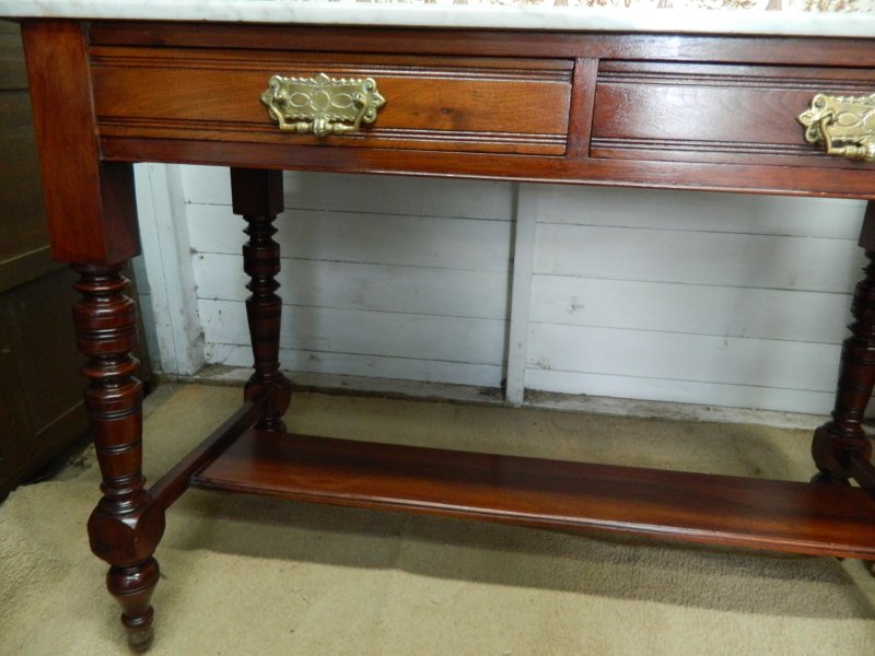 Victorian Marble Wash Stand with Tiled Back Mirror & 2 Drawers Mahogany - Image 13