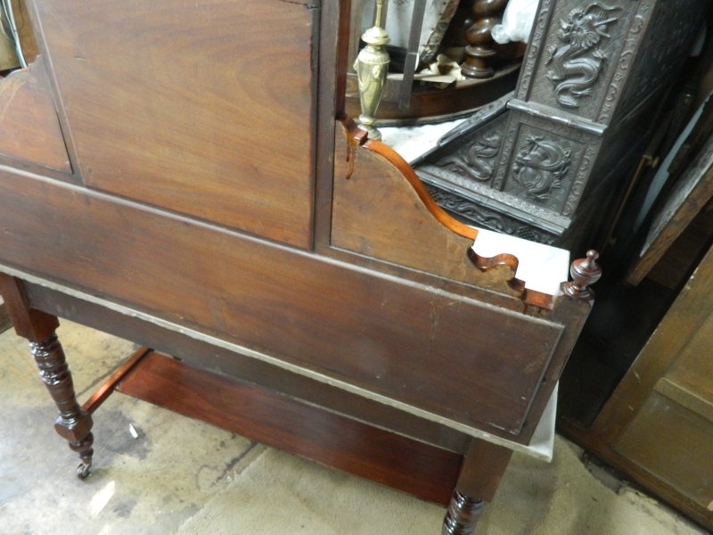 Victorian Marble Wash Stand with Tiled Back Mirror & 2 Drawers Mahogany - Image 16