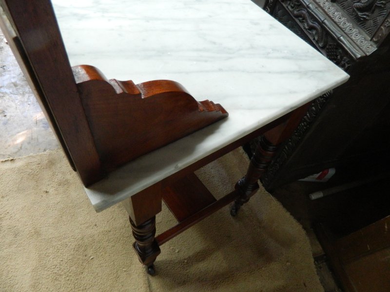 Victorian Marble Wash Stand with Tiled Back Mirror & 2 Drawers Mahogany - Image 17