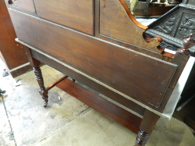 Victorian Marble Wash Stand with Tiled Back Mirror & 2 Drawers Mahogany - Image 18