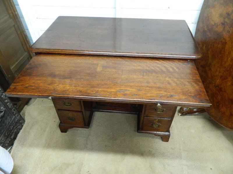 W.R. Simkin Solid Oak Knee Hole Desk - Image 3