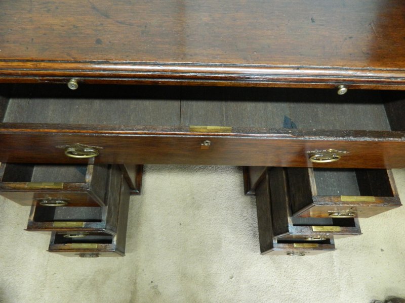 W.R. Simkin Solid Oak Knee Hole Desk - Image 12