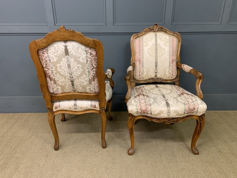 Pair of French Carved Walnut Armchairs - Image 7