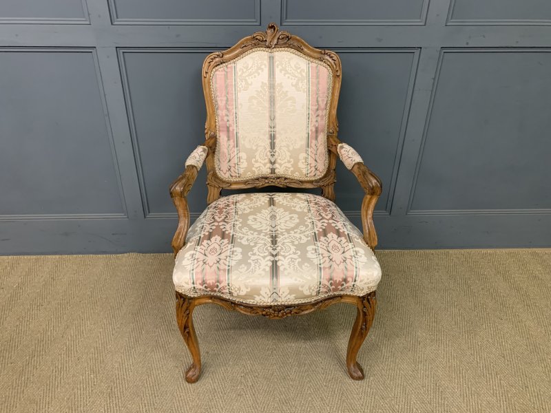 Pair of French Carved Walnut Armchairs - Image 4