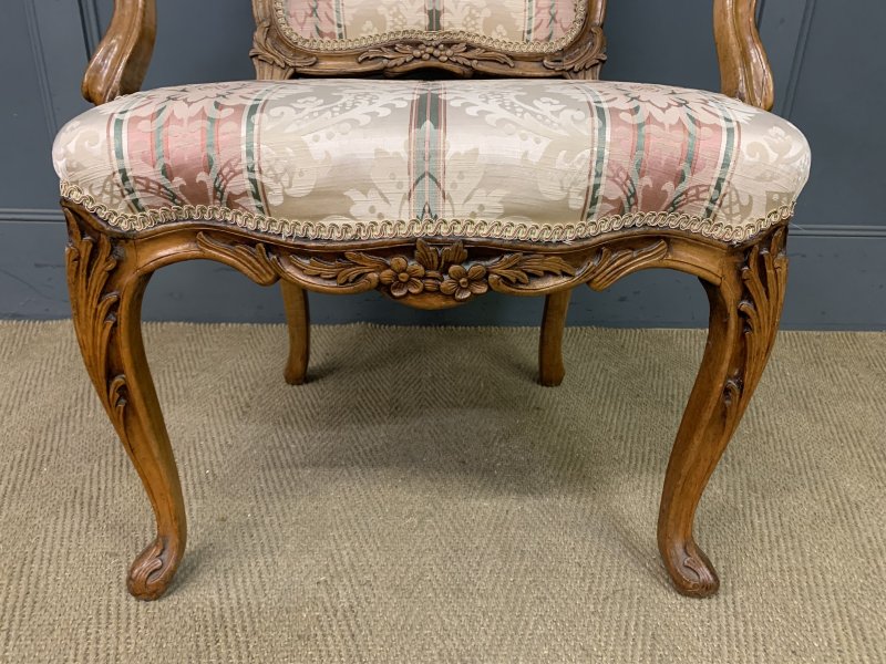 Pair of French Carved Walnut Armchairs - Image 10