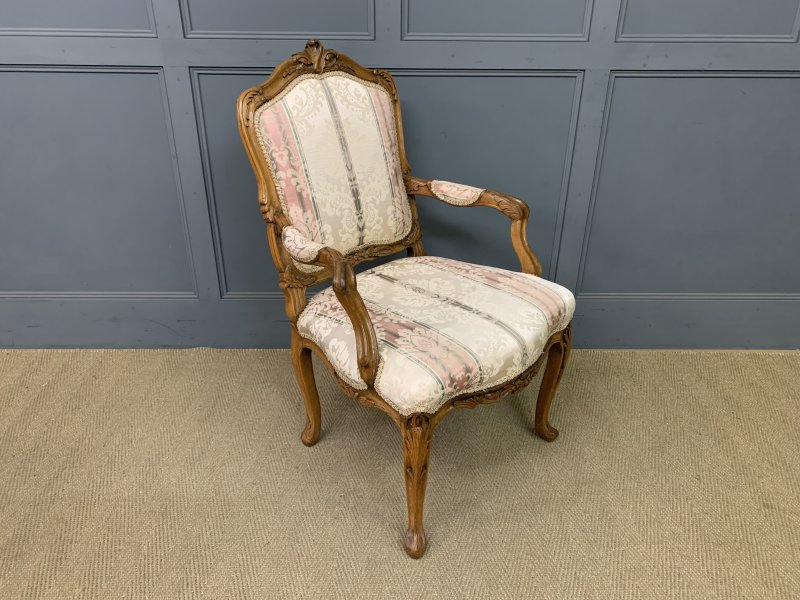 Pair of French Carved Walnut Armchairs - Image 8