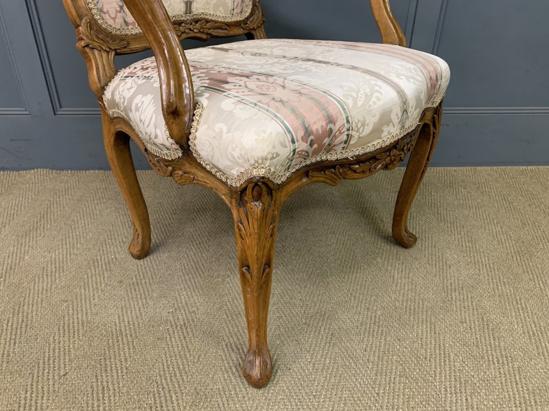 Pair of French Carved Walnut Armchairs - Image 14