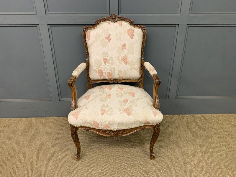Pair of French Carved Walnut Armchairs - Image 5