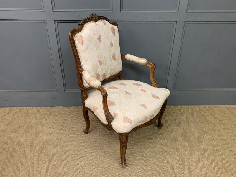 Pair of French Carved Walnut Armchairs - Image 3