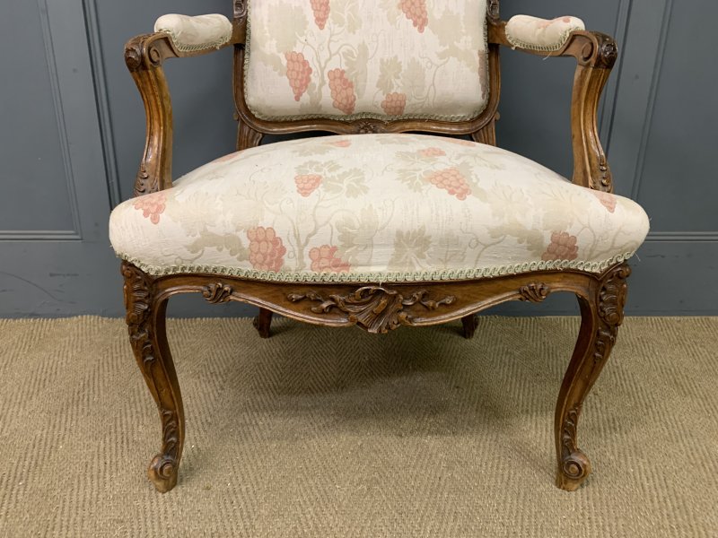 Pair of French Carved Walnut Armchairs - Image 10