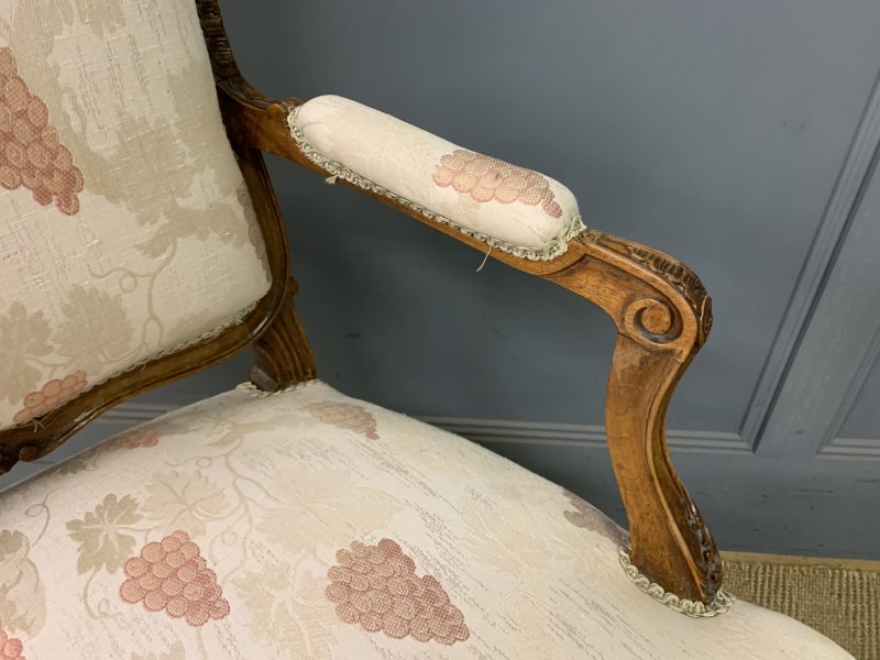 Pair of French Carved Walnut Armchairs - Image 4