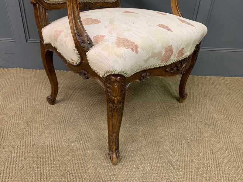 Pair of French Carved Walnut Armchairs - Image 12