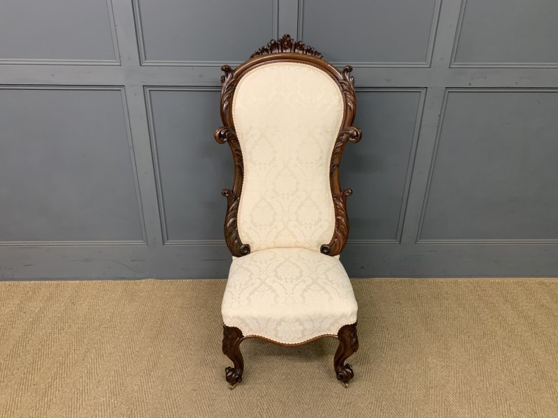 Victorian Rosewood Upholstered High Back Chair - Image 7