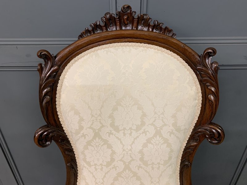 Victorian Rosewood Upholstered High Back Chair - Image 10