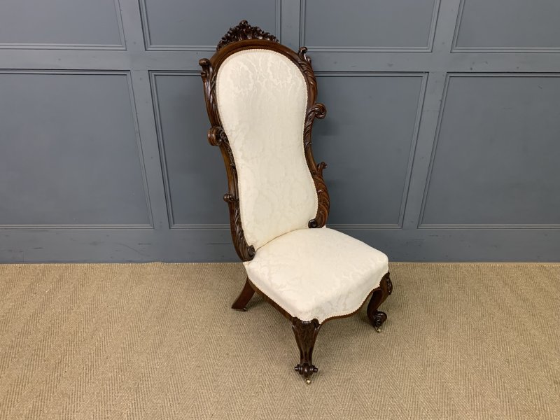 Victorian Rosewood Upholstered High Back Chair - Image 4