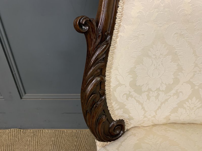 Victorian Rosewood Upholstered High Back Chair - Image 6