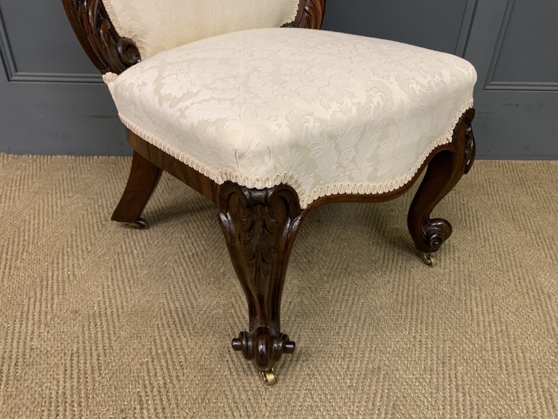 Victorian Rosewood Upholstered High Back Chair - Image 9