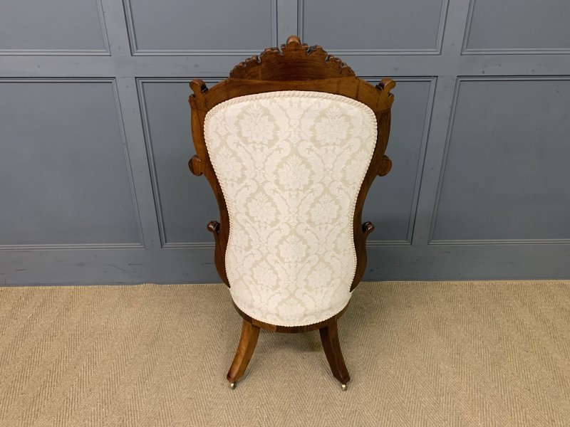 Victorian Rosewood Upholstered High Back Chair - Image 5