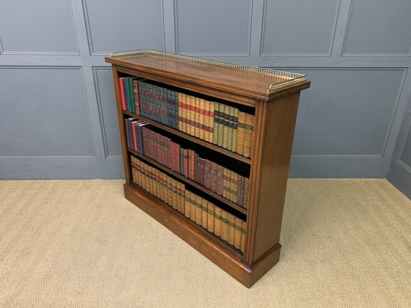 Late Victorian Walnut Open Bookcase - Image 11