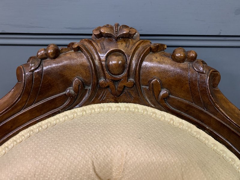 Victorian Walnut Upholstered Salon Chair - Image 8