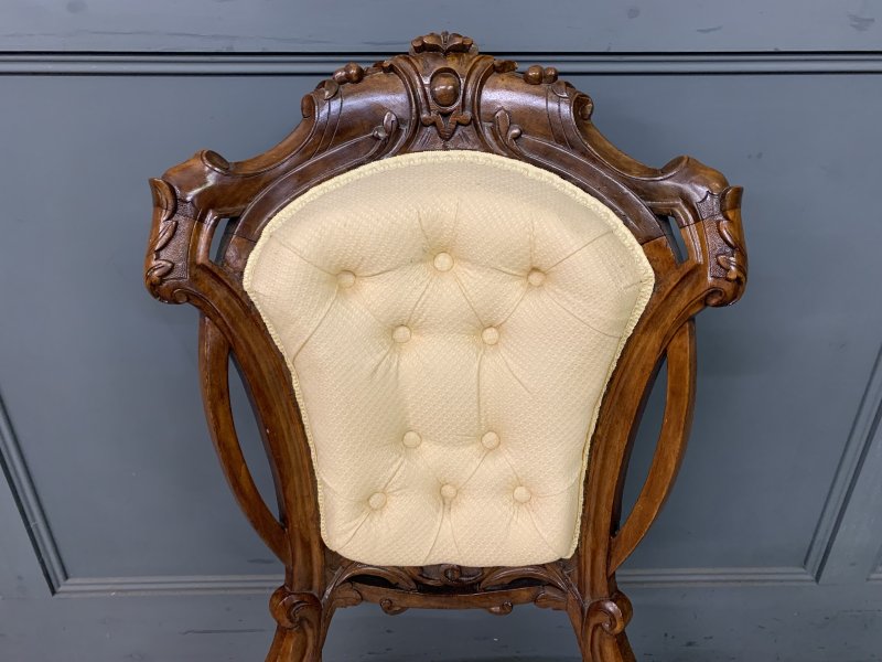 Victorian Walnut Upholstered Salon Chair - Image 10