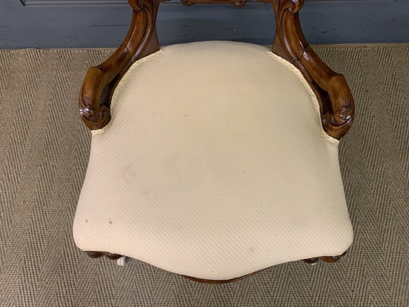 Victorian Walnut Upholstered Salon Chair - Image 13