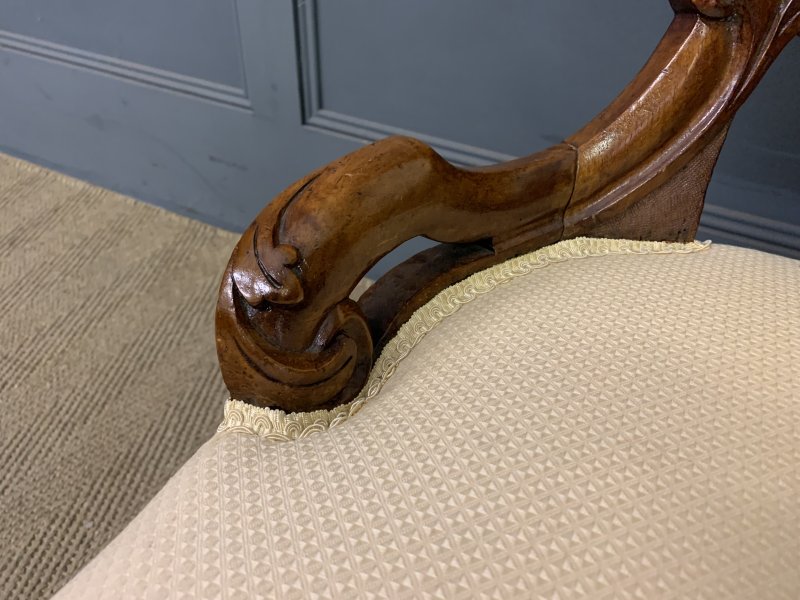 Victorian Walnut Upholstered Salon Chair - Image 2