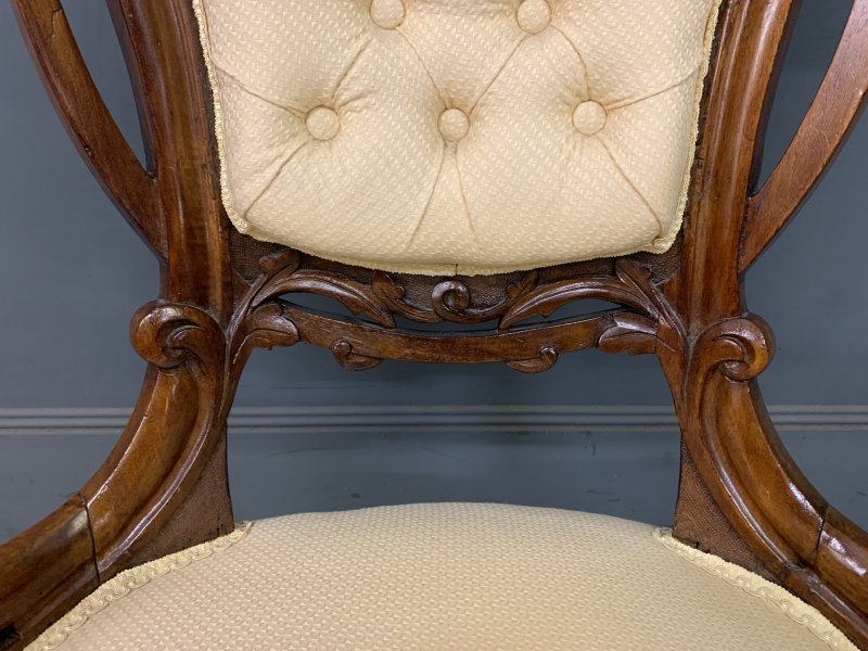 Victorian Walnut Upholstered Salon Chair - Image 9