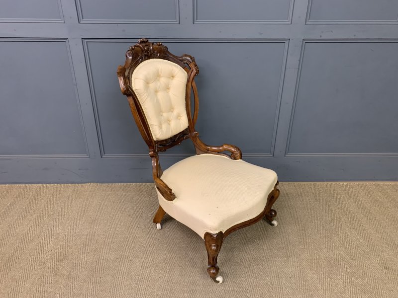 Victorian Walnut Upholstered Salon Chair - Image 7
