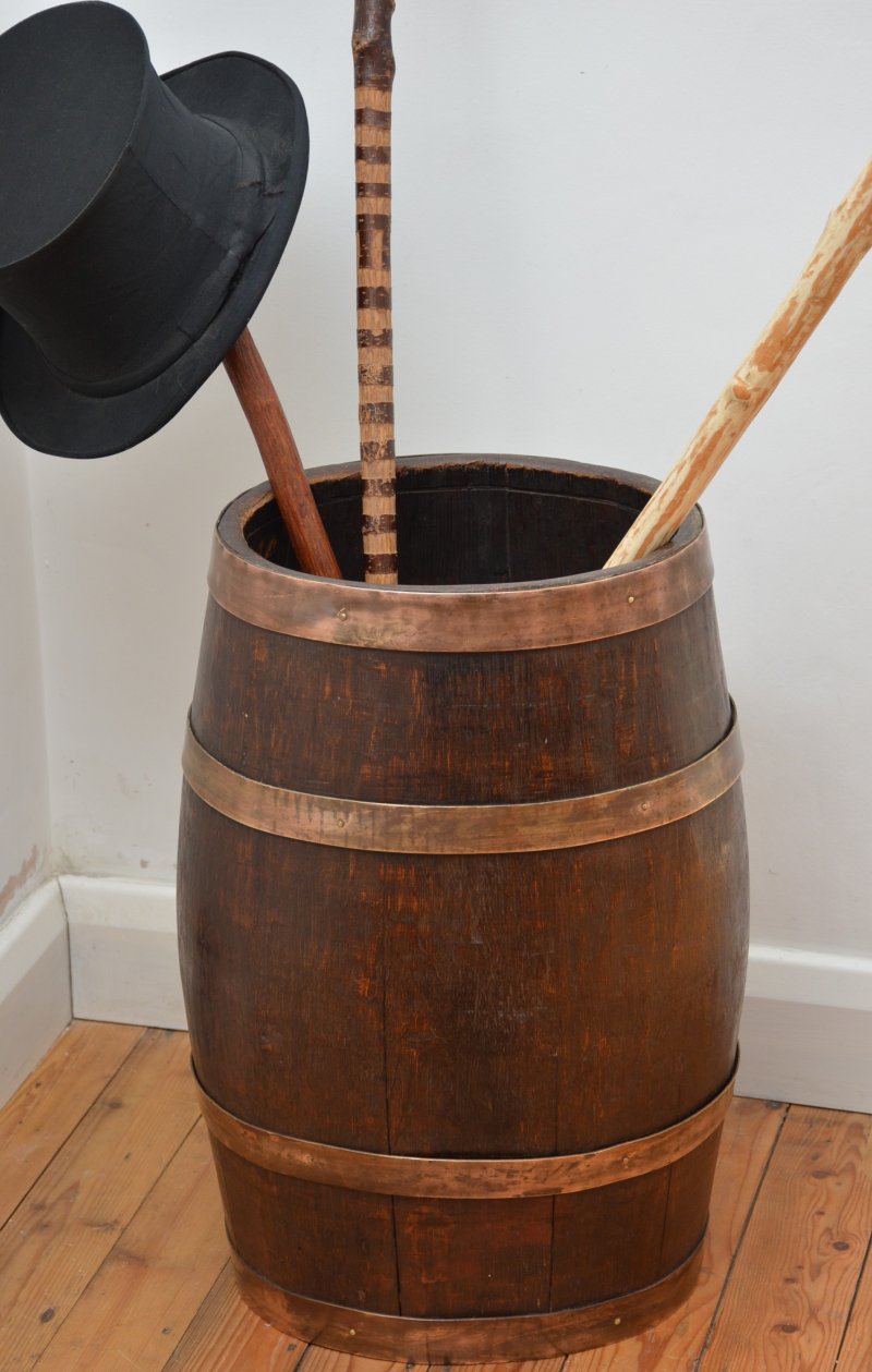 Victorian Oak Country House Coopered Barrel Umbrella Stand