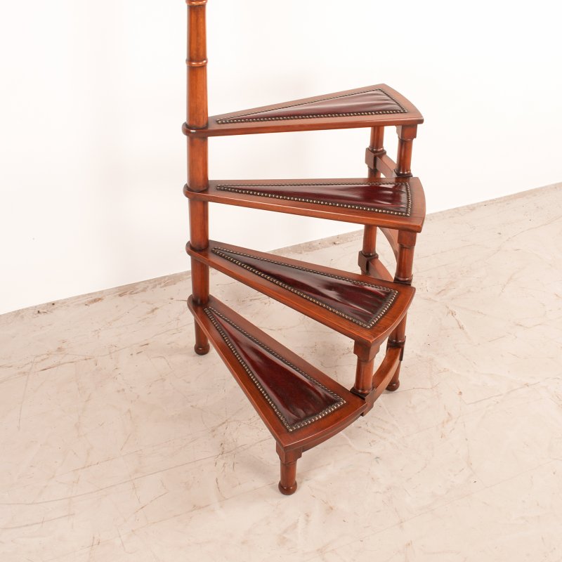 Spiral Library Steps With Leather Topped Treads - Image 4
