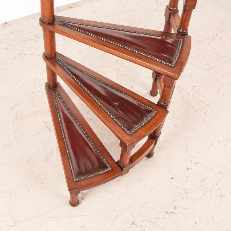 Spiral Library Steps With Leather Topped Treads - Image 5