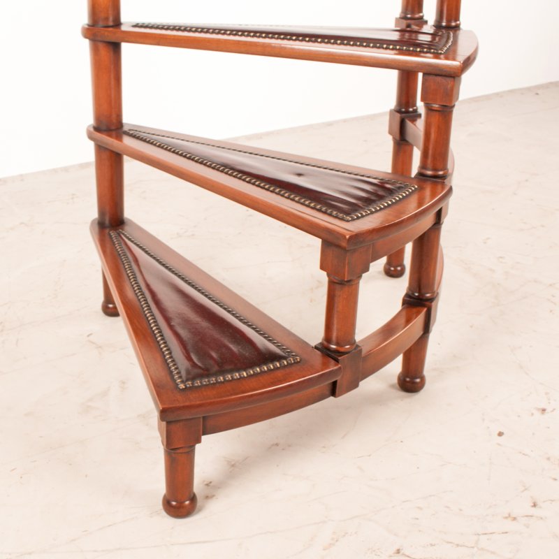 Spiral Library Steps With Leather Topped Treads - Image 7