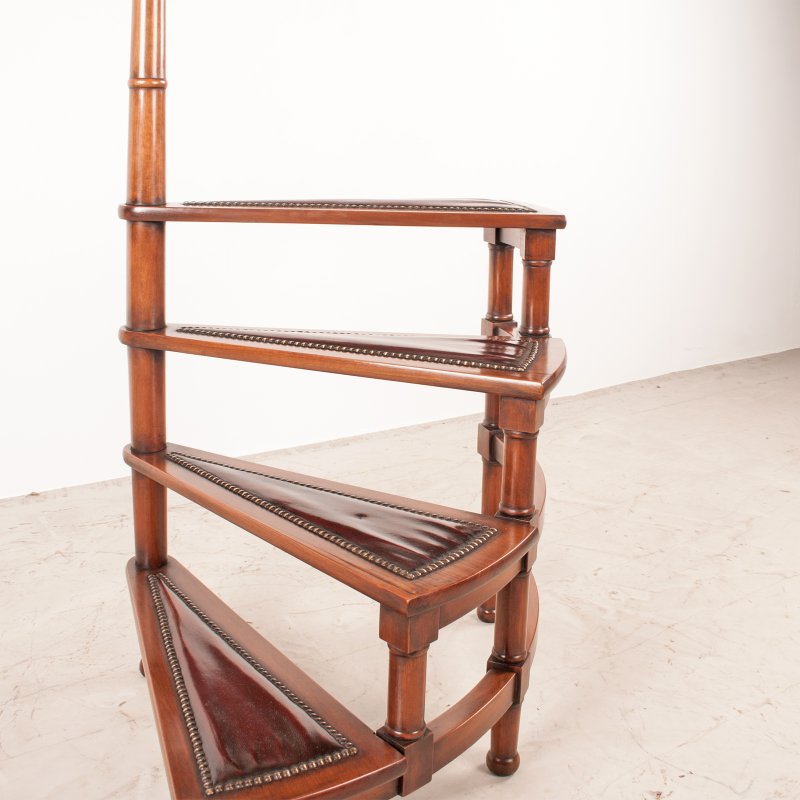 Spiral Library Steps With Leather Topped Treads - Image 8