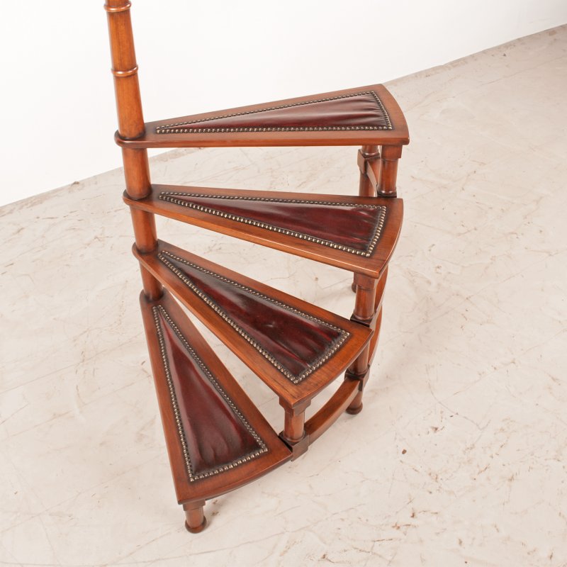 Spiral Library Steps With Leather Topped Treads - Image 9