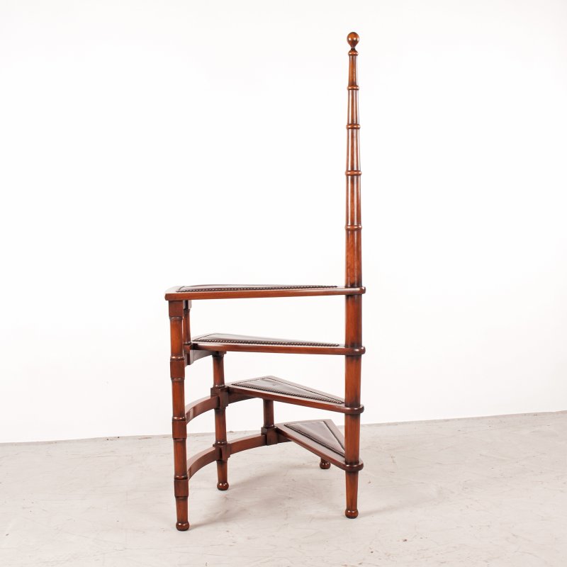 Spiral Library Steps With Leather Topped Treads - Image 12