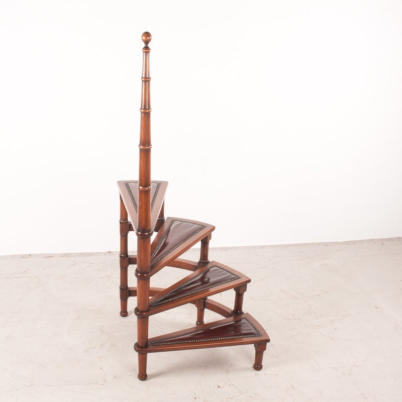Spiral Library Steps With Leather Topped Treads - Image 13