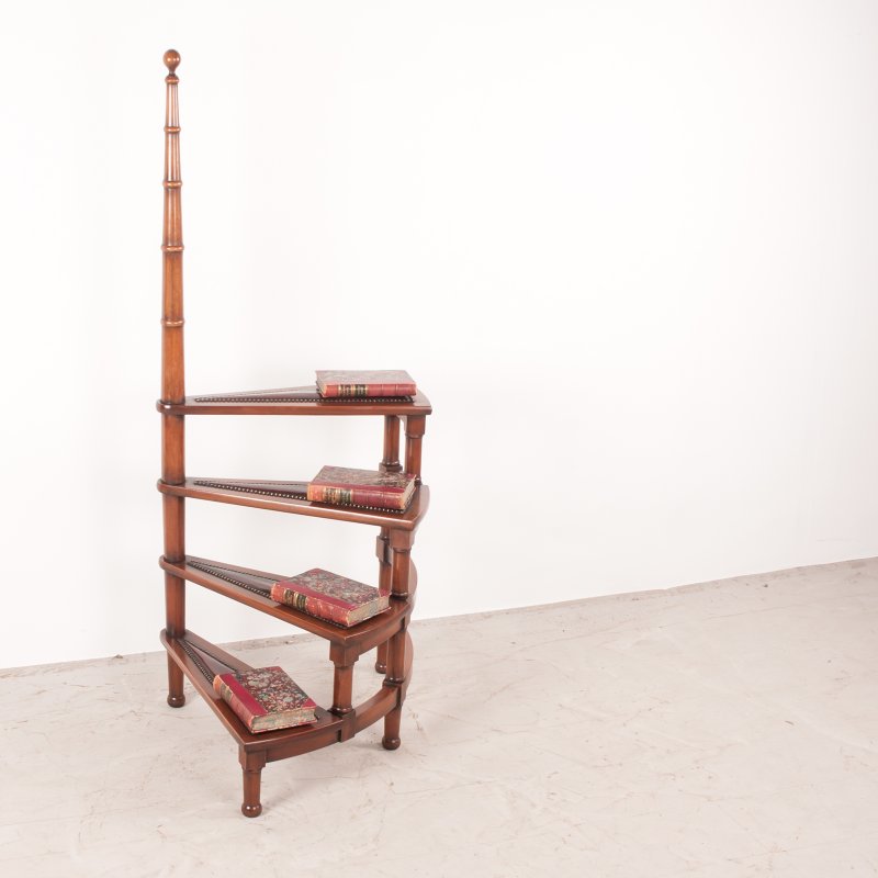 Spiral Library Steps With Leather Topped Treads - Image 15