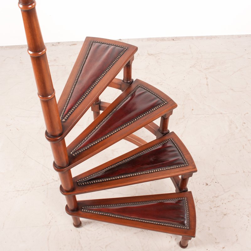 Spiral Library Steps With Leather Topped Treads - Image 14
