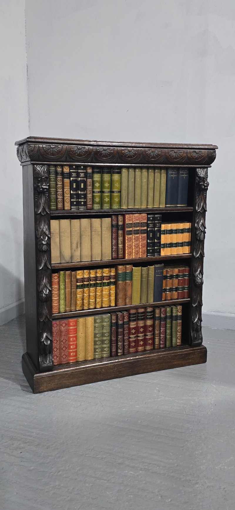 Super Carved Oak Open Adjustable Library Bookcase - Image 2