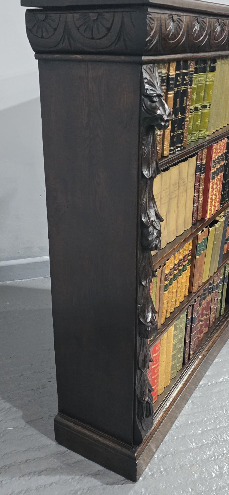 Super Carved Oak Open Adjustable Library Bookcase - Image 4