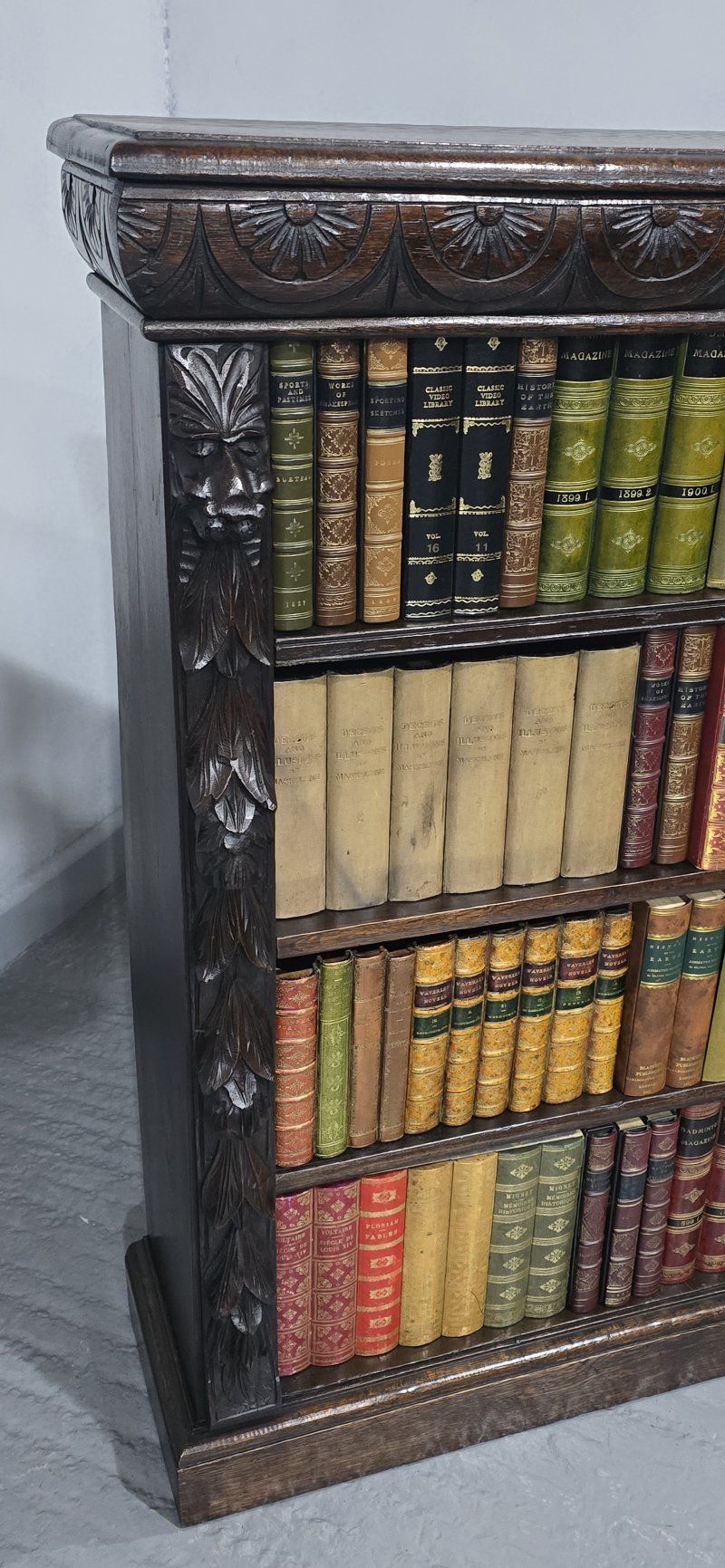 Super Carved Oak Open Adjustable Library Bookcase - Image 5
