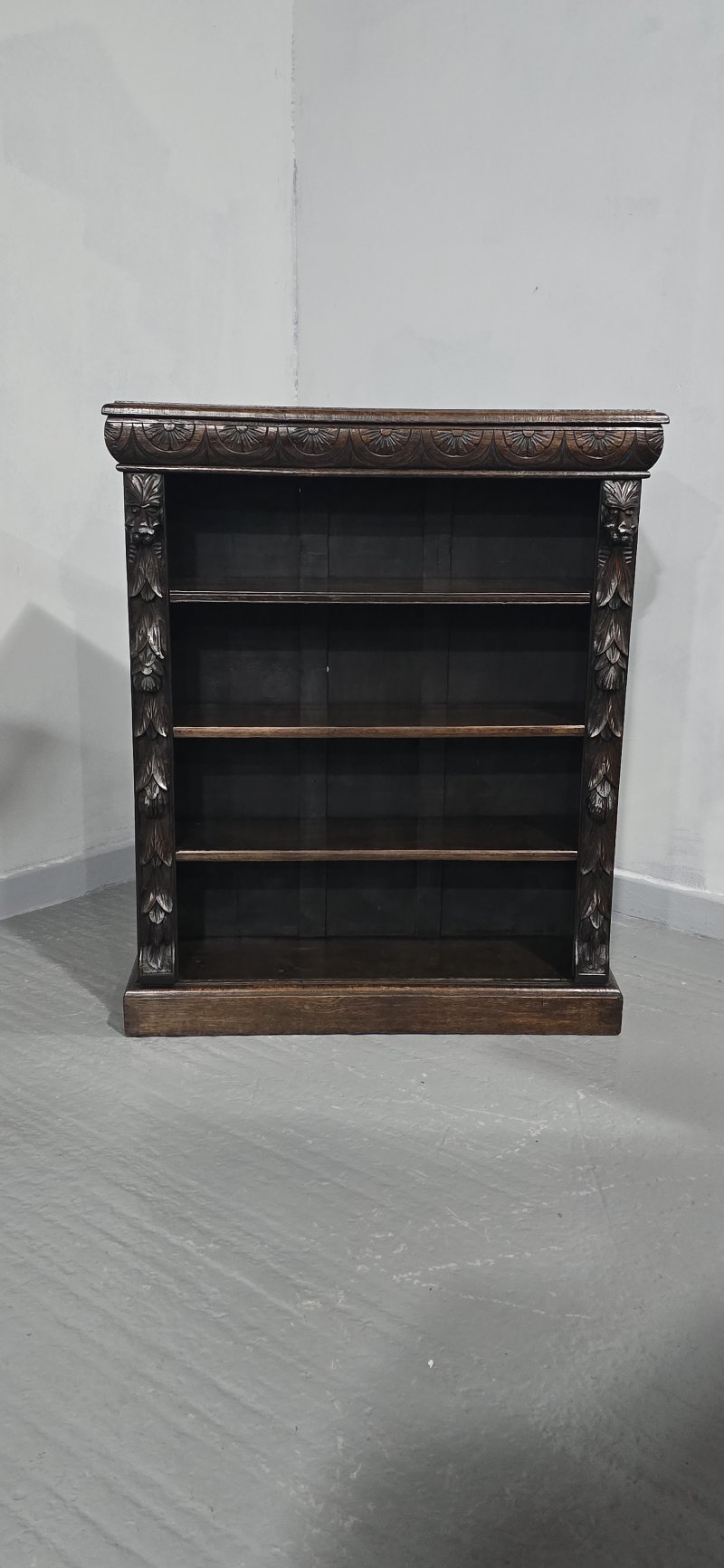 Super Carved Oak Open Adjustable Library Bookcase - Image 8