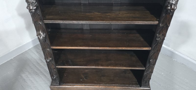 Super Carved Oak Open Adjustable Library Bookcase - Image 9