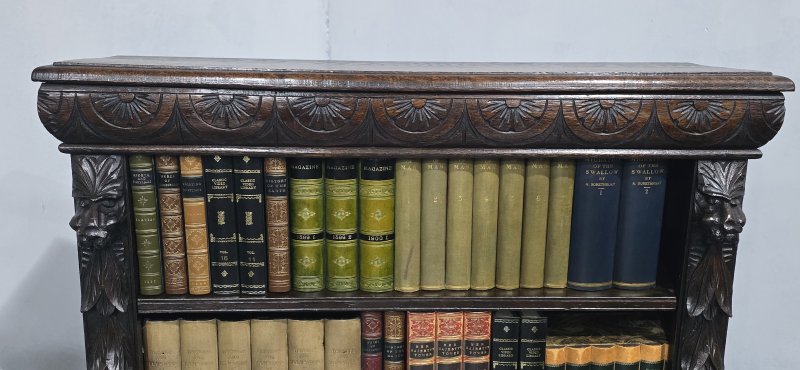 Super Carved Oak Open Adjustable Library Bookcase - Image 6