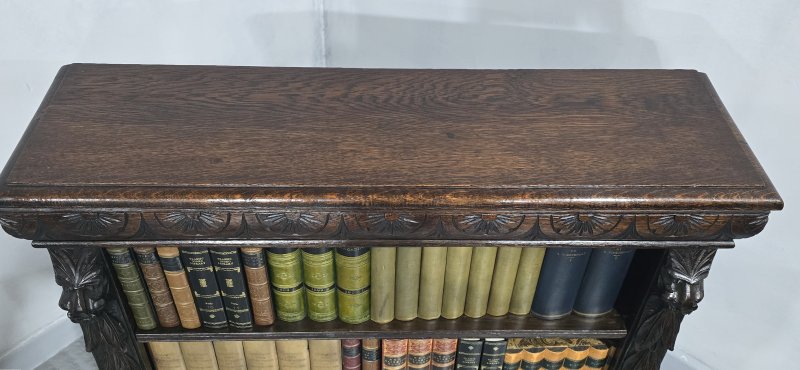 Super Carved Oak Open Adjustable Library Bookcase - Image 7