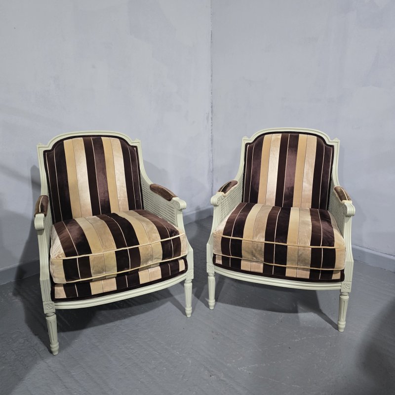Super Pair French Bergere Armchairs
