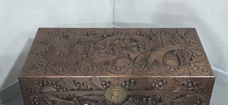 Carved Chinese Camphor Wood Chest - Image 3