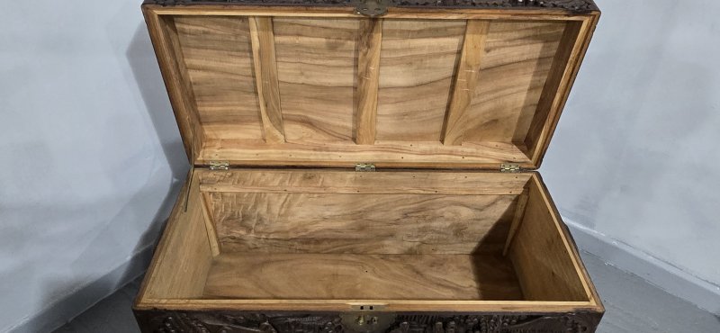 Carved Chinese Camphor Wood Chest - Image 8