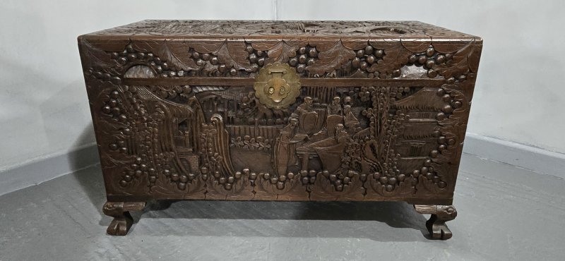 Carved Chinese Camphor Wood Chest - Image 6